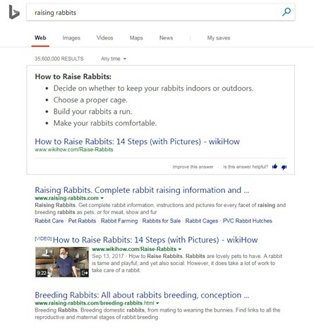 Raising-Rabbits ranked #1 and #3 on the Bing search engine for the term raising rabbits, in September 2017 Raising-Rabbits ranked #1 and #3 on the Bing search engine for the term raising rabbits, in September 2017