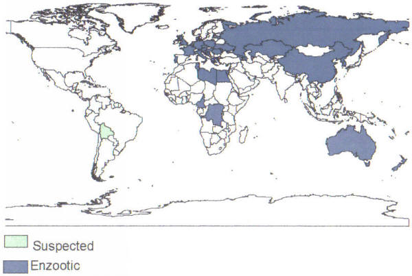 APHIS map of global RHD, dated 2000